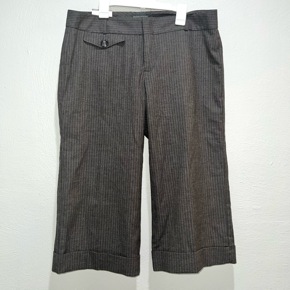 Banana Republic Brown Strip Martin Cropped Wide Leg Pants
